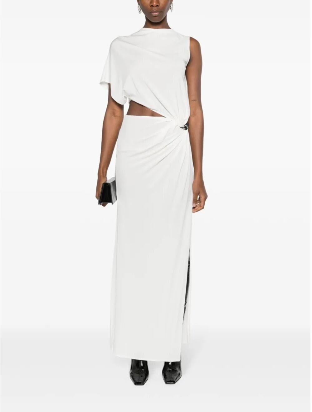 Courrèges Asymmetric Crepe Maxi Dress - White - Goddess - Luxury - Size XS - Picture 1 of 11